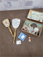 Vintage makup mirrors and perfume set