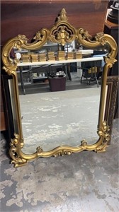 Gold Shell & Flower Carved Mirror