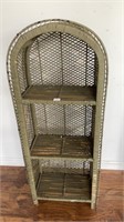 3 shelf wicker stand painted olive green