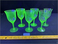 Green Uranium Glass Wine Glasses*