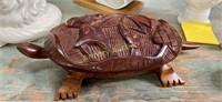 CARVED WOODEN TURTLE BOX
