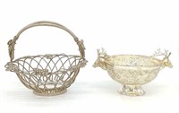 Silverplate Stag Bowl and Fruit Basket