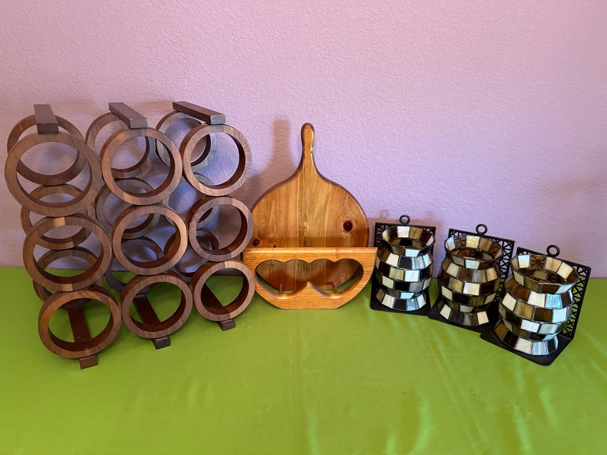 Wine Rack, Paper Plate Holder, Candle Holders