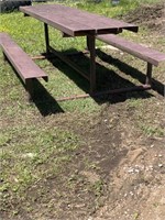 8’ X. 24” x 30” tall. Metal picnic table.