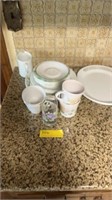 GLASS JUICE PITCHER, PLASTIC MIXING BOWLS & MORE