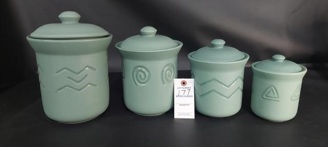 Set of 4 Ceramic Canaster Set w Sealed Lids