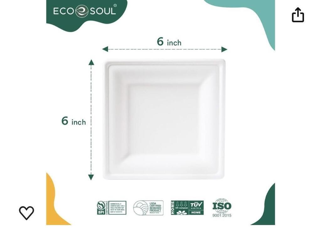 ECO SOUL 6’” SQUARE PULP MOLDED PLATES