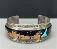 Gilbert Smith Sterling Silver Navajo Space Inlay