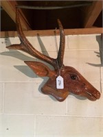 Carved Wooden Deer Head