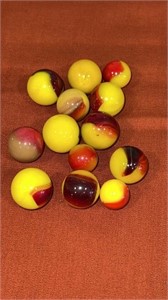 13 patch marbles 7/16” to 21/32” mostly mint