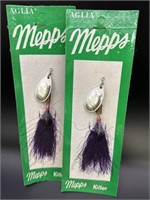 (2) vtg. Mepps #3 Silver Aglia Lures