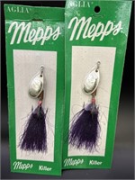 (2) vtg. Mepps #3 Silver Aglia Lures