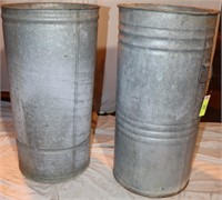 2 Galvanized Cans, 14" Diameter, 27" tall
