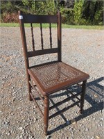 BROWN PAINTED WICKER SEAT ACCENT CHAIR