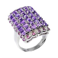 Natural Purple Amethyst & Rhodolite Garnet Ring