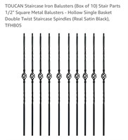 NEW Box of 10 Staircase Iron Balusters, Black