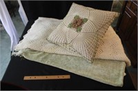 (2) Throws: One Green Chenille & One Cream