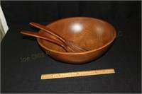 Wooden Salad Bowl by Wood Craftery 13 x 15 & (2)