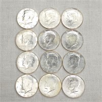 12- 1964 Kennedy Half Dollars