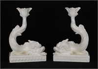 Pair of Wedgwood Dolphin Candlesticks