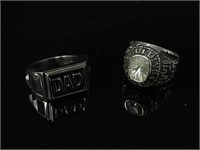 (2) Sz 9 Stainless & Tungsten Men's Rings