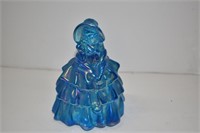 Vintage Blue Carnival Glass Southern Belle Figure