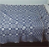 Navy & cream coverlet approx 64 x 76 inches