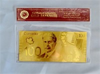 Gold Plated CAD $100 Fantasy Note