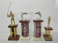 4 Vintage Fishing Trophies