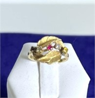 [F] Tested 14K Gold Multicolor Stone Ring [3.71g]