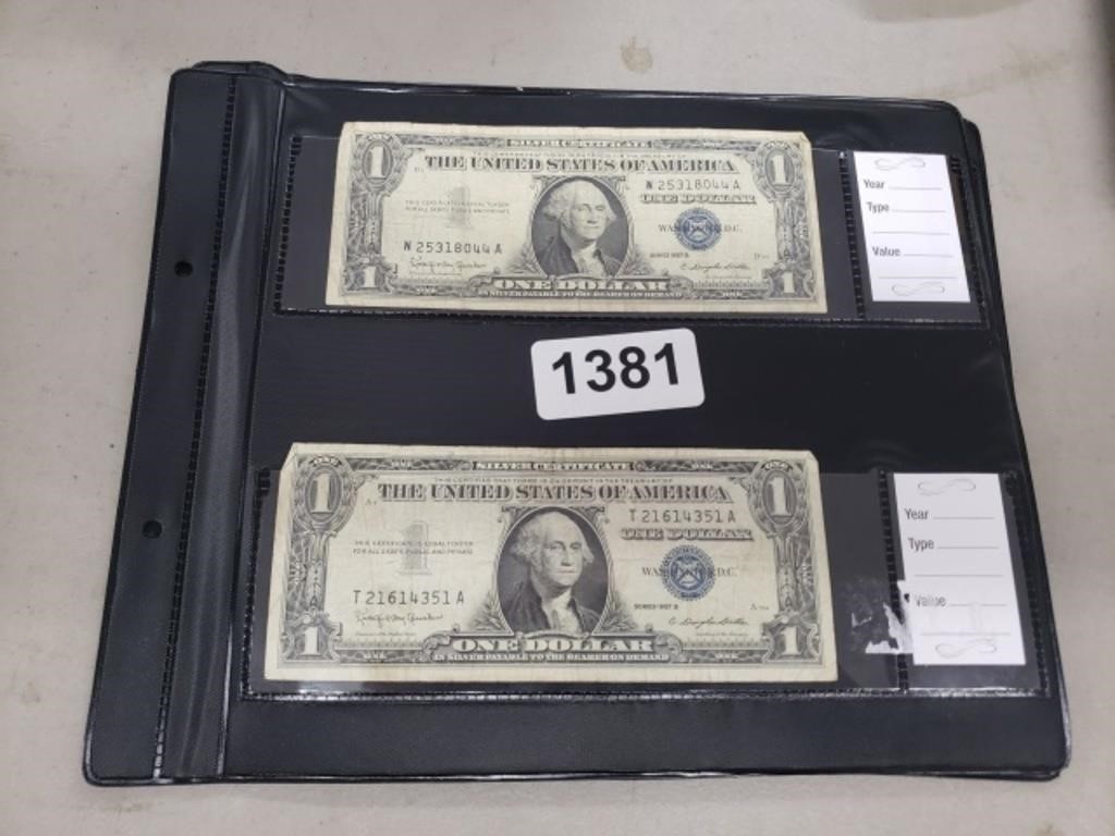 (2) BLUE SEAL $1 SILVER CERTIFICATES