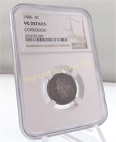 Rare 1886 Liberty Nickel NGC VG Details