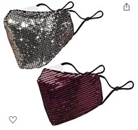 New (2) Sequined Face Masks