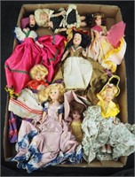 Box Lot Of Dolls In Fancy Dresses 8" Plastic A & H