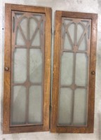 (AG) Wood framed Glass Cabinet Windows. 14” x 39”