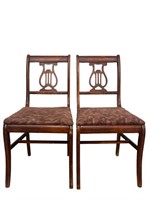 Pair of Harp Design Wood Dining Chairs