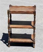 Antique 3 Shelf Solid Wood Side Table