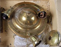Vintage Polished brass chandelier, 3 bulb