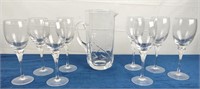 Crystal Wine Glasses (8) & Pitcher