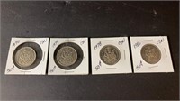 1970,1974,1978 & 1986 Canadian 50 Cent Coins