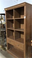 4 level bookshelf with drawer, 33”x60”