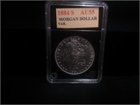 1884 S Morgan Silver Dollar AU 55