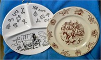 Shenango Western Plate & Vtg Stoneware Western