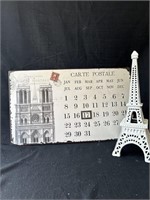 Cast iron candle holder Eiffel Tower and metal