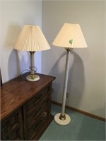 61" white floor lamp & matching table lamp