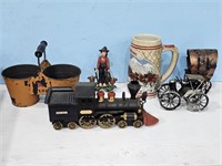 TIN ITEMS-CAR-SMALL BUCKETS-TRAIN-BEER STEIN