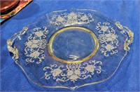 1930s Yellow Topaz Depression Glass Etched