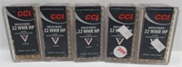 (250) Rounds of CCI maxi mag 22 WMR HP ammo.