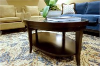 Oval Two-Tier Glass Top Coffee Table