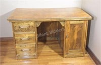 Antique Extra Wide Three Drawer & Cupboard Desk